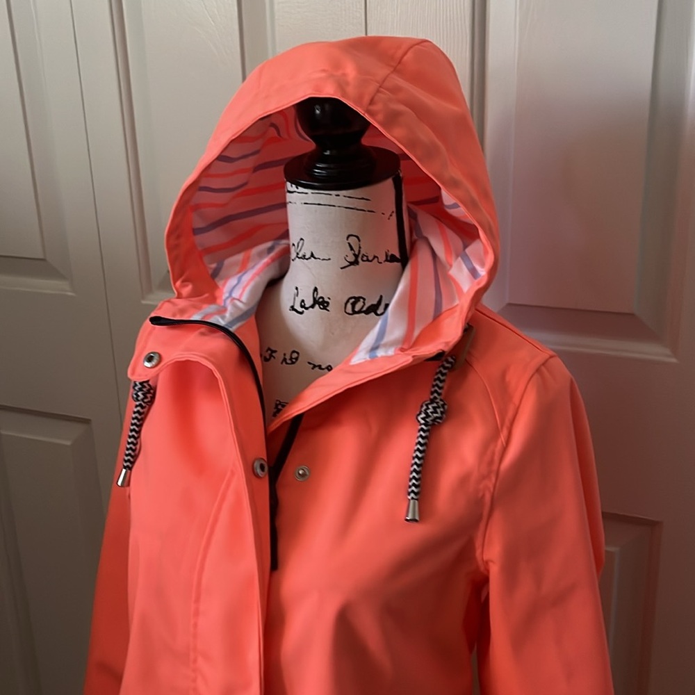 Joules Waterproof & Breathable Neon Orange Hooded jacket size 4 - Picture 4 of 12
